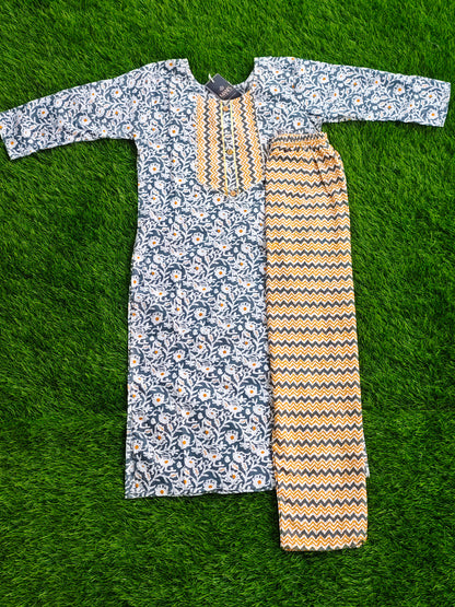 Summer Cotton Kurti Pant Set for Women with Vibrant Prints and Relaxed Fit
