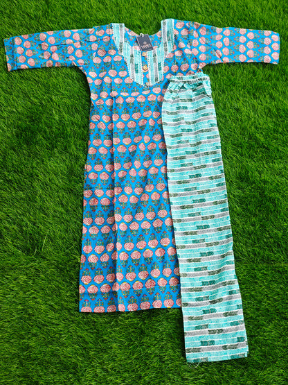 Summer Cotton Kurti Pant Set for Women with Vibrant Prints and Relaxed Fit