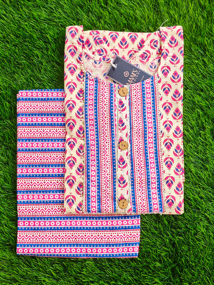 Summer Cotton Kurti Pant Set for Women with Vibrant Prints and Relaxed Fit