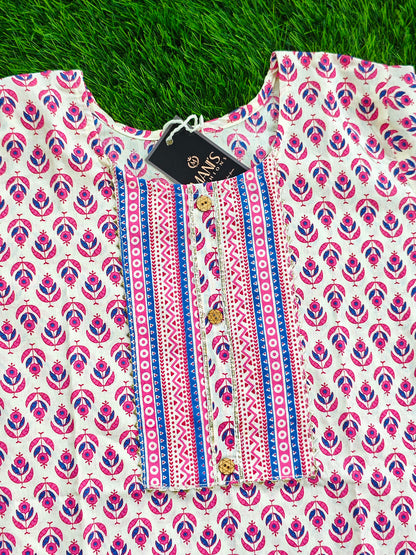 Summer Cotton Kurti Pant Set for Women with Vibrant Prints and Relaxed Fit