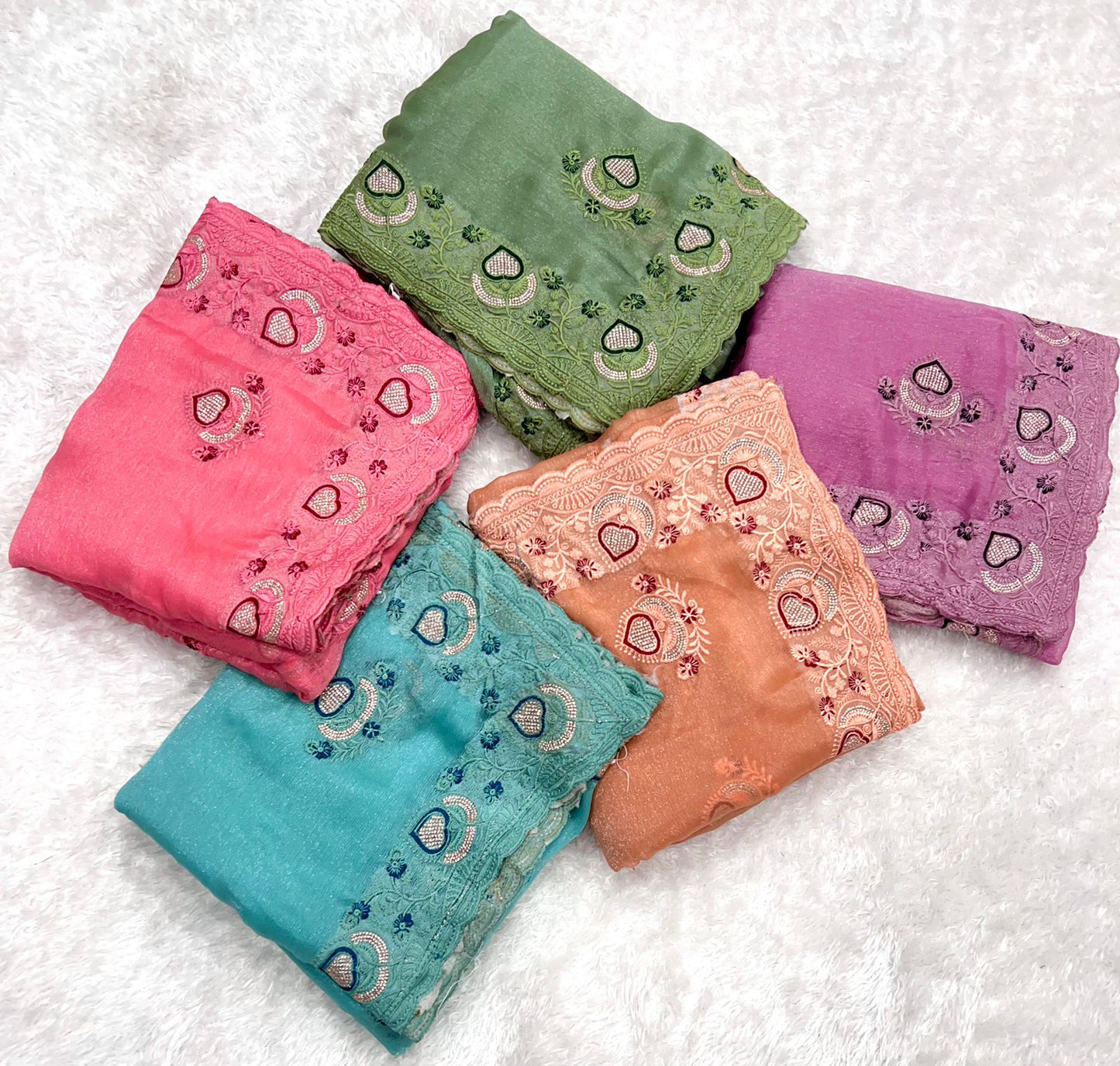 Fancy Simmar Chiffon Saree with Multi Zari Embroidery & Art Silk Butti Embroidery Blouse