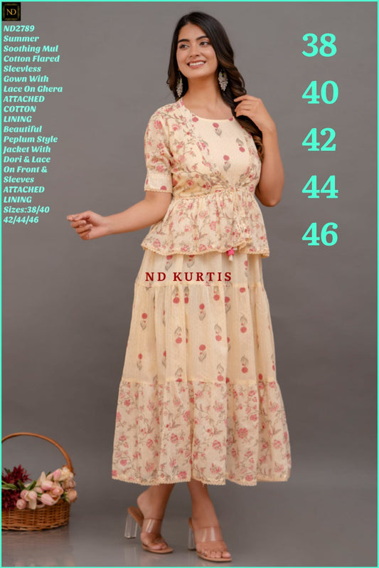 Mani’s Fashions – Elegant Summer Mul Cotton Gown Set