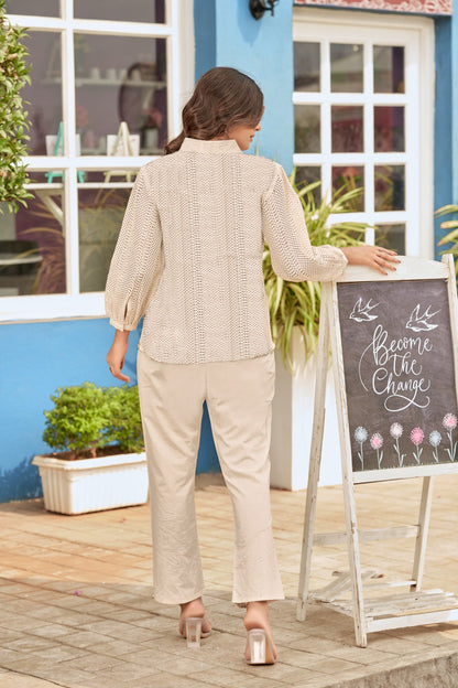 Women's Premium Cotton Co-Ord Set with Top and Bottom – Smart Casual Wear (Sizes 38–44)