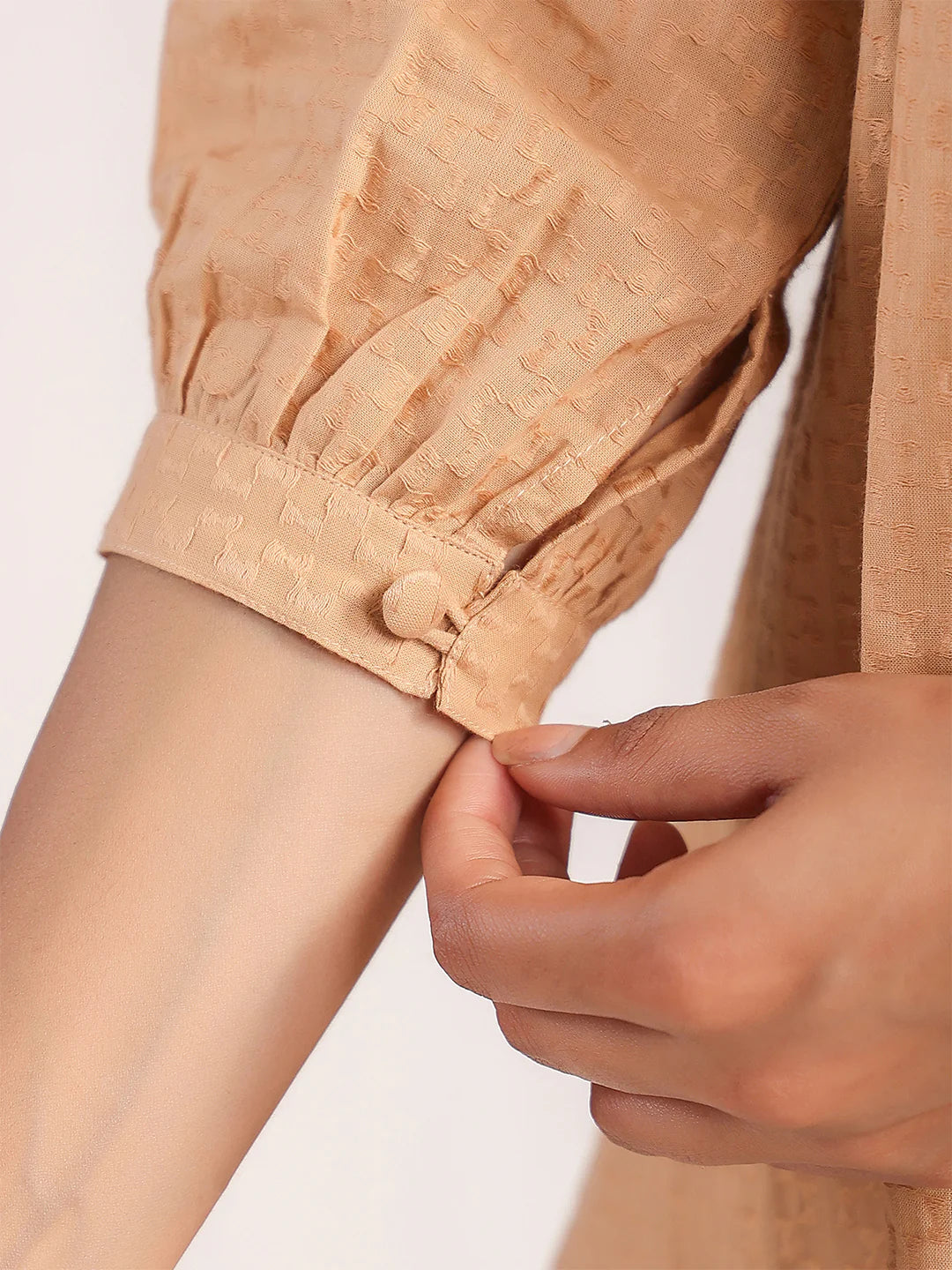 Solid Textured Co-Ord Set with Pleated Buttoned Top and Straight Pant – Casual Ethnic Wear for Women (L to XXL)