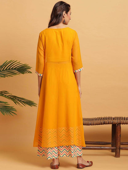 Chevron printed poly crepe crop top palazzo and georgette jacket set for women – festive three-piece outfit