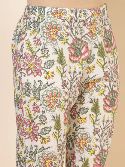 White cotton co-ord set for women with tassels, waist tie-up, and pocket – casual daily wear