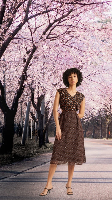 Black Geometric Print Side Cut-Out Dress for Women – Sleeveless Midi Dress, Sizes S to XL