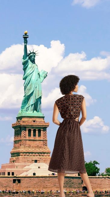 Black Geometric Print Side Cut-Out Dress for Women – Sleeveless Midi Dress, Sizes S to XL