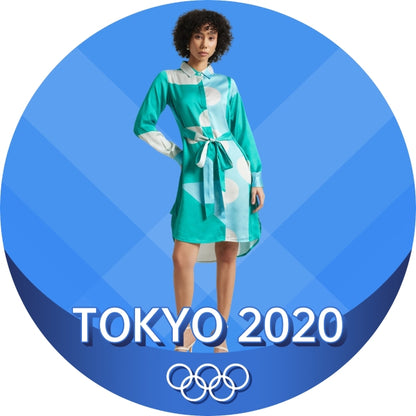 Satin Abstract Print Button Down Dress for Women – Long Sleeve Belted Mini Dress, Sizes S to XL