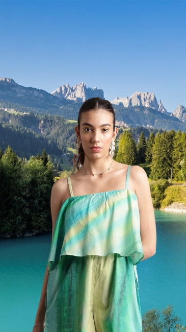 Multicolor cotton layered jumpsuit for women with spaghetti straps – summer casual wear