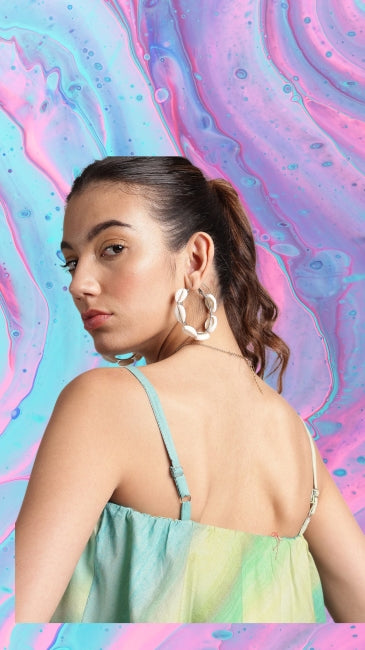 Multicolor cotton layered jumpsuit for women with spaghetti straps – summer casual wear