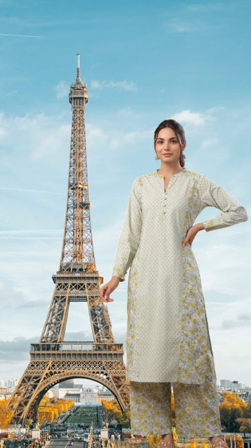 cotton kurti pant set for women with all-over print and straight-fit silhouette – daily ethnic wear