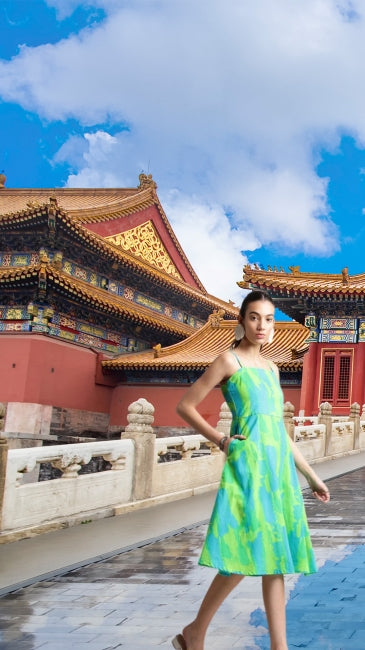 Lime Green Cotton A-Line Midi Dress – Women’s Casual Summer Wear (S, M, XL)