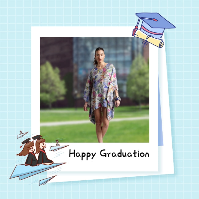 Women’s Muslin Tropical Print Kaftan Dress – Sizes S to XL