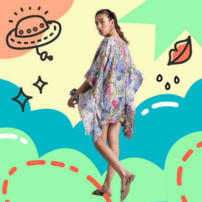 Women’s Muslin Tropical Print Kaftan Dress – Sizes S to XL