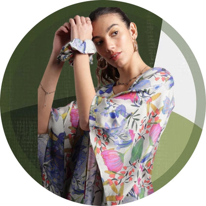 Women’s Muslin Tropical Print Kaftan Dress – Sizes S to XL