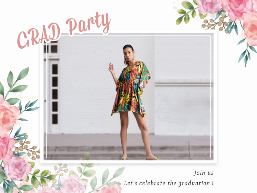 Women’s Muslin Tropical Print Kaftan Dress – Sizes S to XL