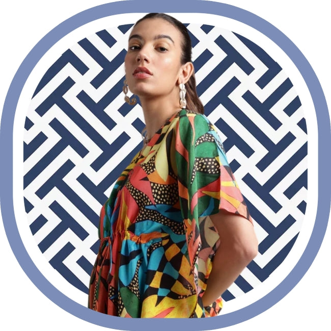 Women’s Muslin Tropical Print Kaftan Dress – Sizes S to XL