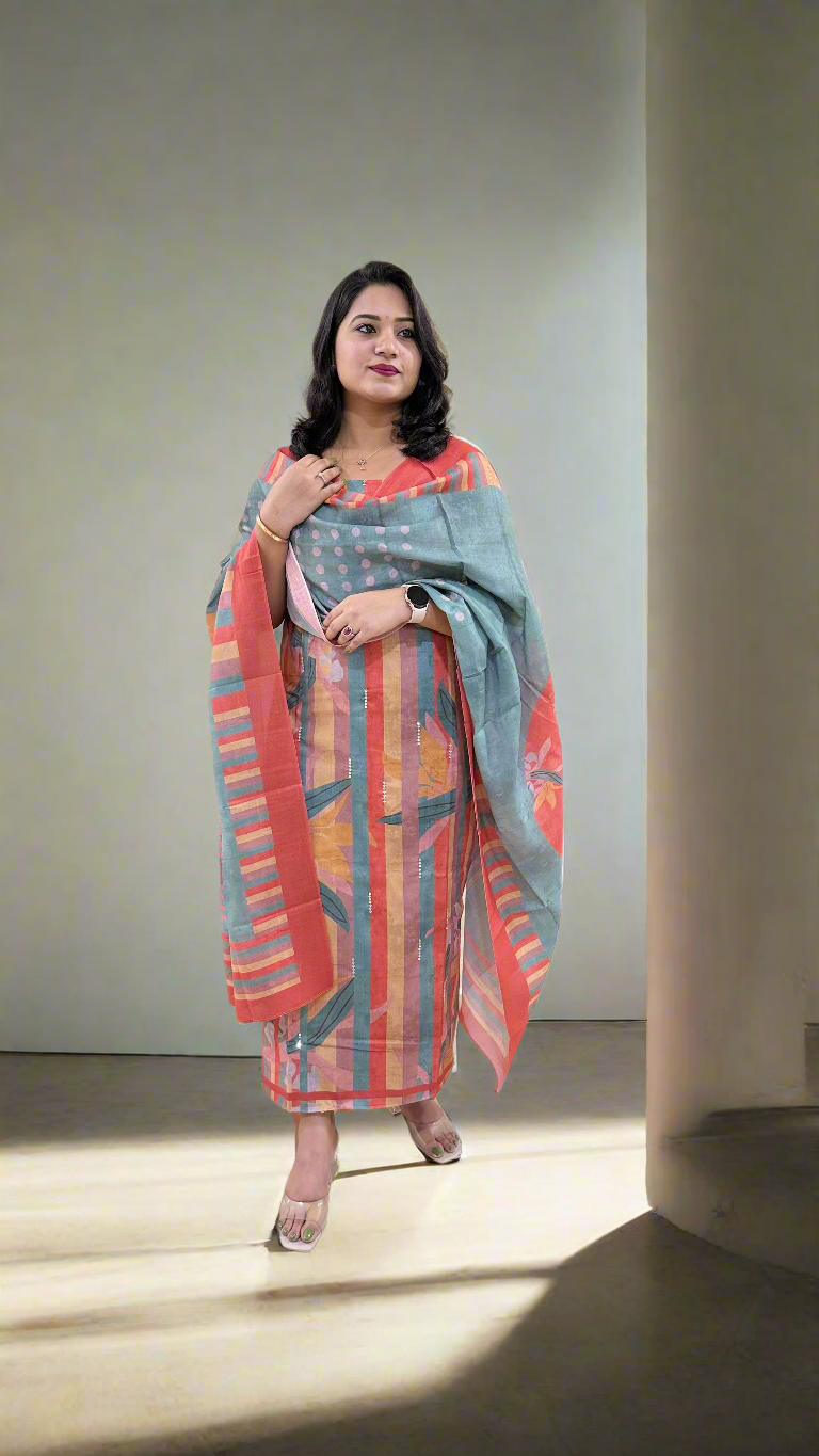 Women’s Pashmina Twill Suit Set with Digital Print and Handwork – Winter Wear with Dupatta