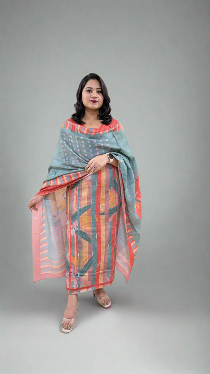Women’s Pashmina Twill Suit Set with Digital Print and Handwork – Winter Wear with Dupatta