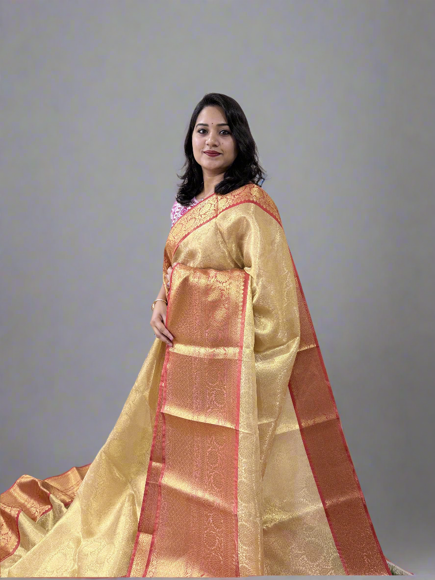 Banarasi Zari Tanchui Kanchipuram Soft Silk Saree with Rich Pallu and Brocade Blouse