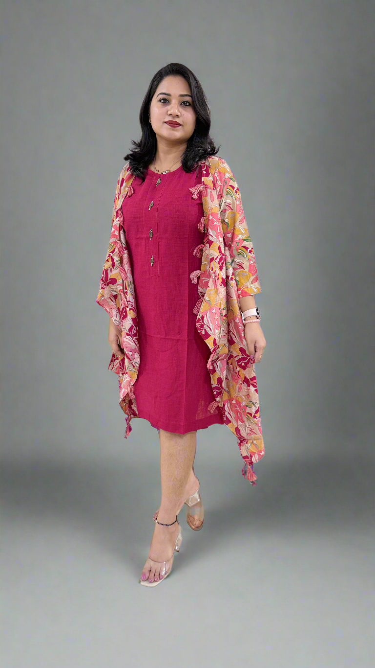 Cotton Inner with Muslin Silk Shrug – Women’s Premium 2-Piece Outfit (Sizes 38, 40)