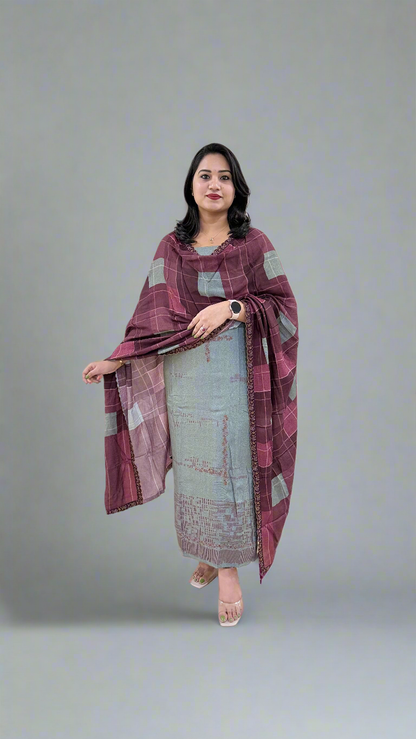 Women’s Pashmina Embroidered Suit Set with Simmi Silk Digital Print Dupatta – Ethnic Wear