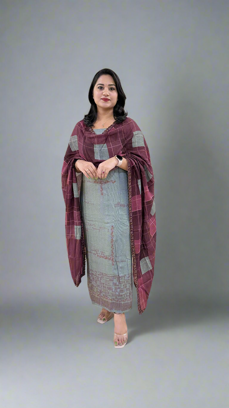 Women’s Pashmina Embroidered Suit Set with Simmi Silk Digital Print Dupatta – Ethnic Wear