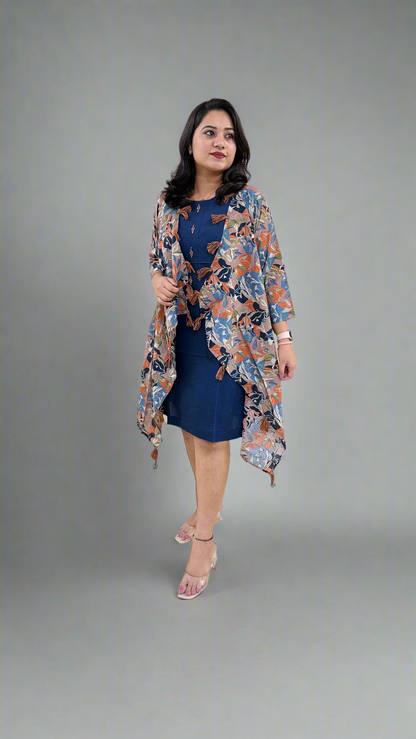 Cotton Inner with Muslin Silk Shrug – Women’s Premium 2-Piece Outfit (Sizes 38, 40)