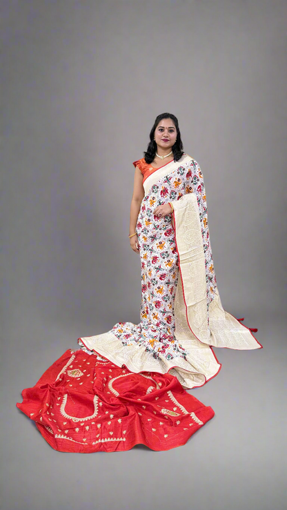 Dola Silk with Weaving Work (Banarasi, Patola, Bandhani, Paithni Style Weaving Work)