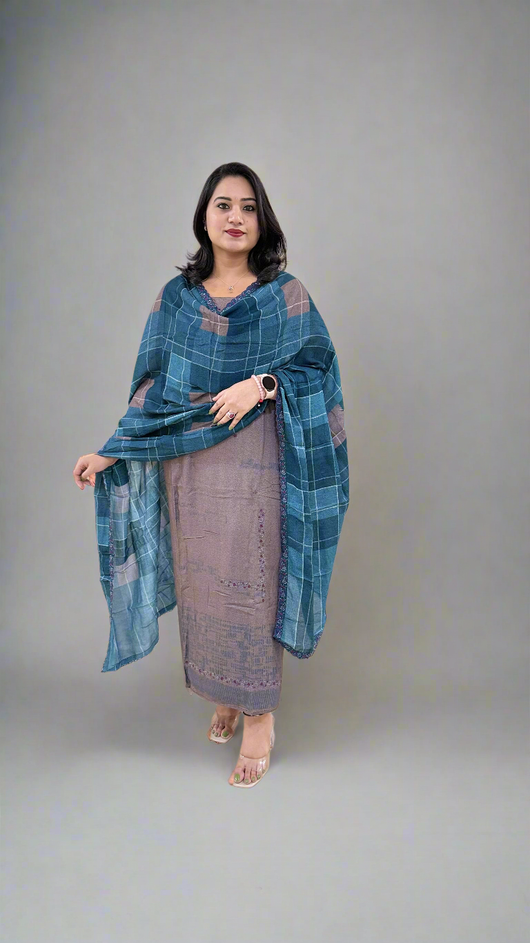 Women’s Pashmina Embroidered Suit Set with Simmi Silk Digital Print Dupatta – Ethnic Wear