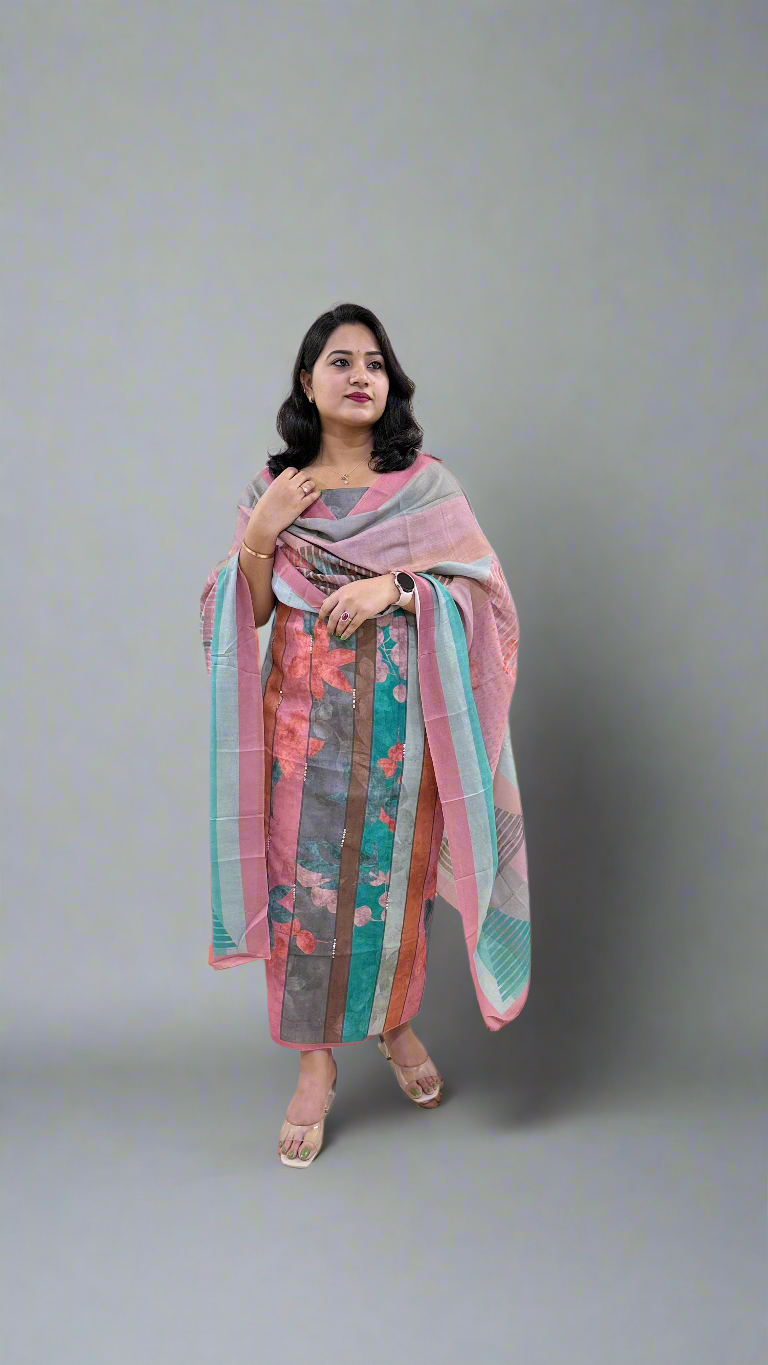 Women’s Pashmina Twill Suit Set with Digital Print and Handwork – Winter Wear with Dupatta