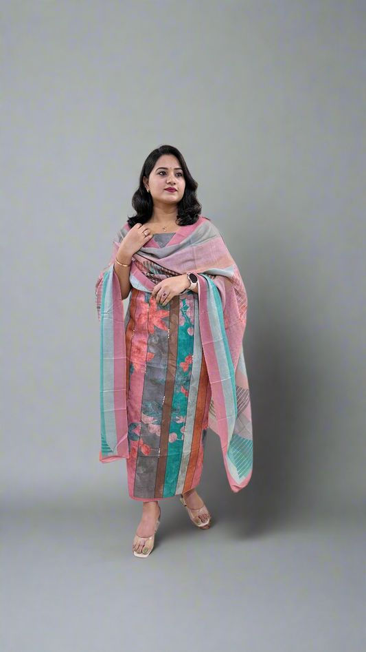 Women’s Pashmina Twill Suit Set with Digital Print and Handwork – Winter Wear with Dupatta