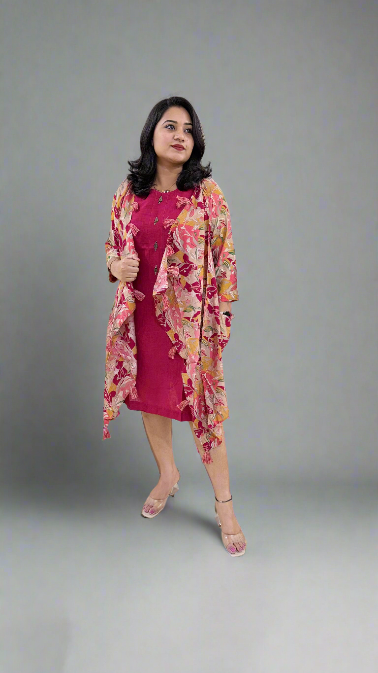 Cotton Inner with Muslin Silk Shrug – Women’s Premium 2-Piece Outfit (Sizes 38, 40)