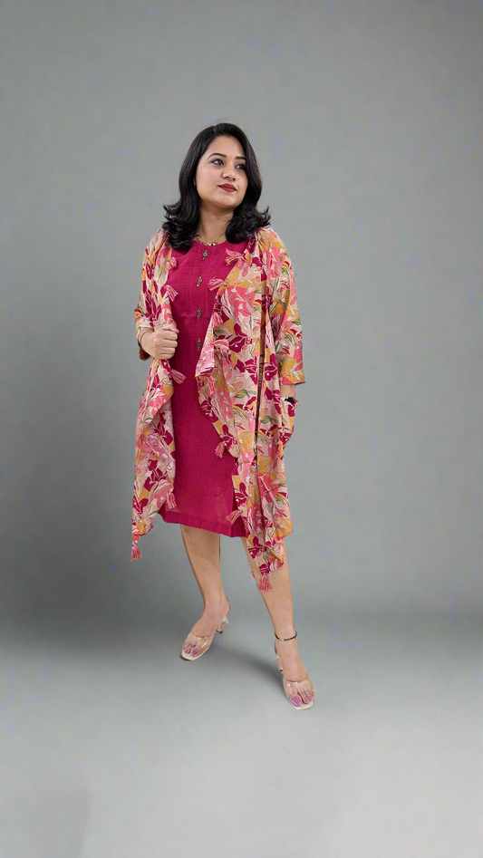 Cotton Inner with Muslin Silk Shrug – Women’s Premium 2-Piece Outfit (Sizes 38, 40)