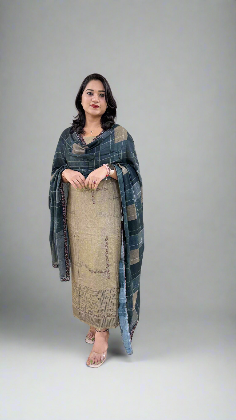 Women’s Pashmina Embroidered Suit Set with Simmi Silk Digital Print Dupatta – Ethnic Wear