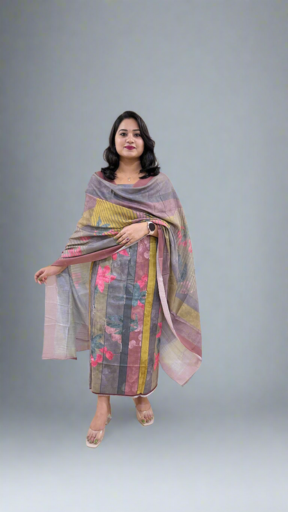 Women’s Pashmina Twill Suit Set with Digital Print and Handwork – Winter Wear with Dupatta