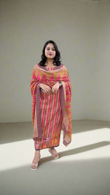 Women’s Pashmina Twill Suit Set with Digital Print and Handwork – Winter Wear with Dupatta