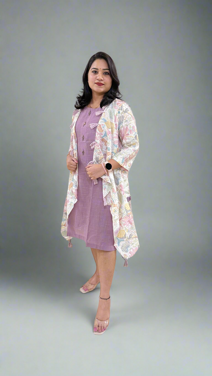 Cotton Inner with Muslin Silk Shrug – Women’s Premium 2-Piece Outfit (Sizes 38, 40, 42)