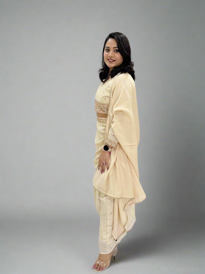 Vichitra Silk Ethnic 3-Piece Set with Embroidered Dupatta – Available in L and XL Sizes