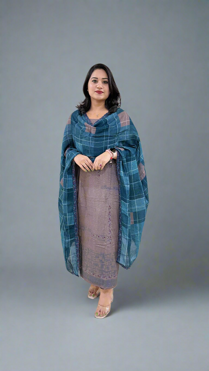 Women’s Pashmina Embroidered Suit Set with Simmi Silk Digital Print Dupatta – Ethnic Wear