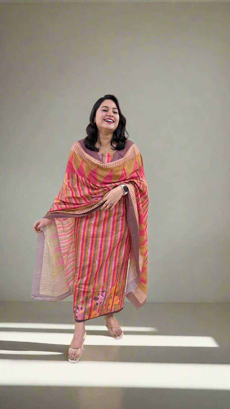 Women’s Pashmina Twill Suit Set with Digital Print and Handwork – Winter Wear with Dupatta