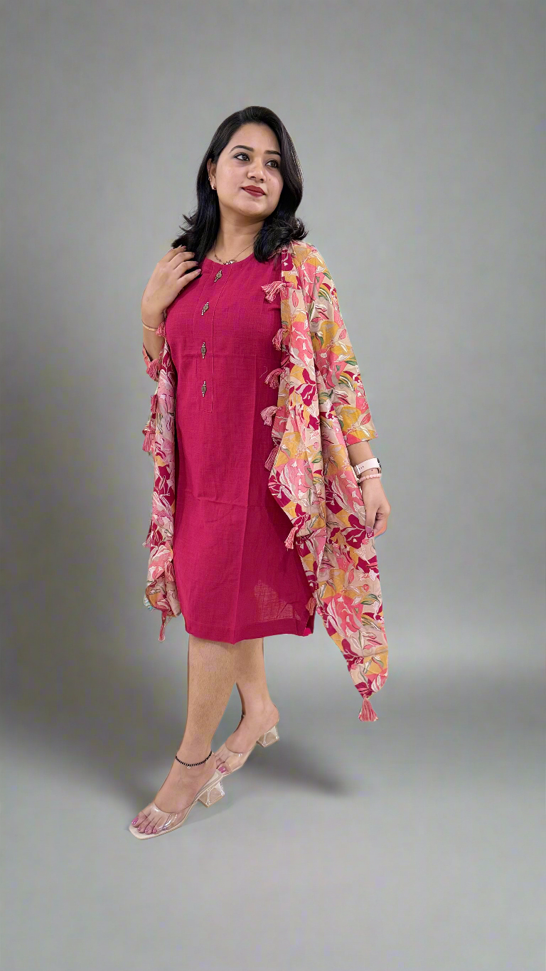 Cotton Inner with Muslin Silk Shrug – Women’s Premium 2-Piece Outfit (Sizes 38, 40)