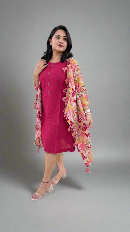 Cotton Inner with Muslin Silk Shrug – Women’s Premium 2-Piece Outfit (Sizes 38, 40)