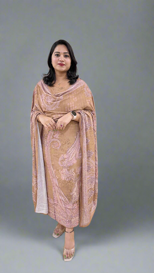 Women’s Staple Twill Suit Set with Digital Print and Handwork and Pashmina Style Dupatta – Ethnic Wear