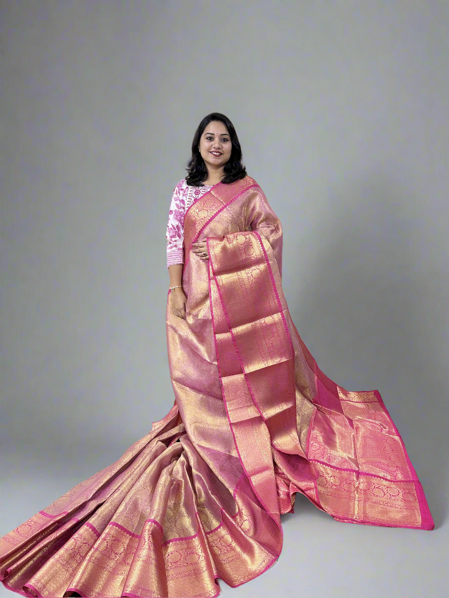 Banarasi Zari Tanchui Kanchipuram Soft Silk Saree with Rich Pallu and Brocade Blouse