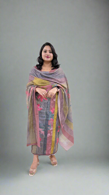 Women’s Pashmina Twill Suit Set with Digital Print and Handwork – Winter Wear with Dupatta