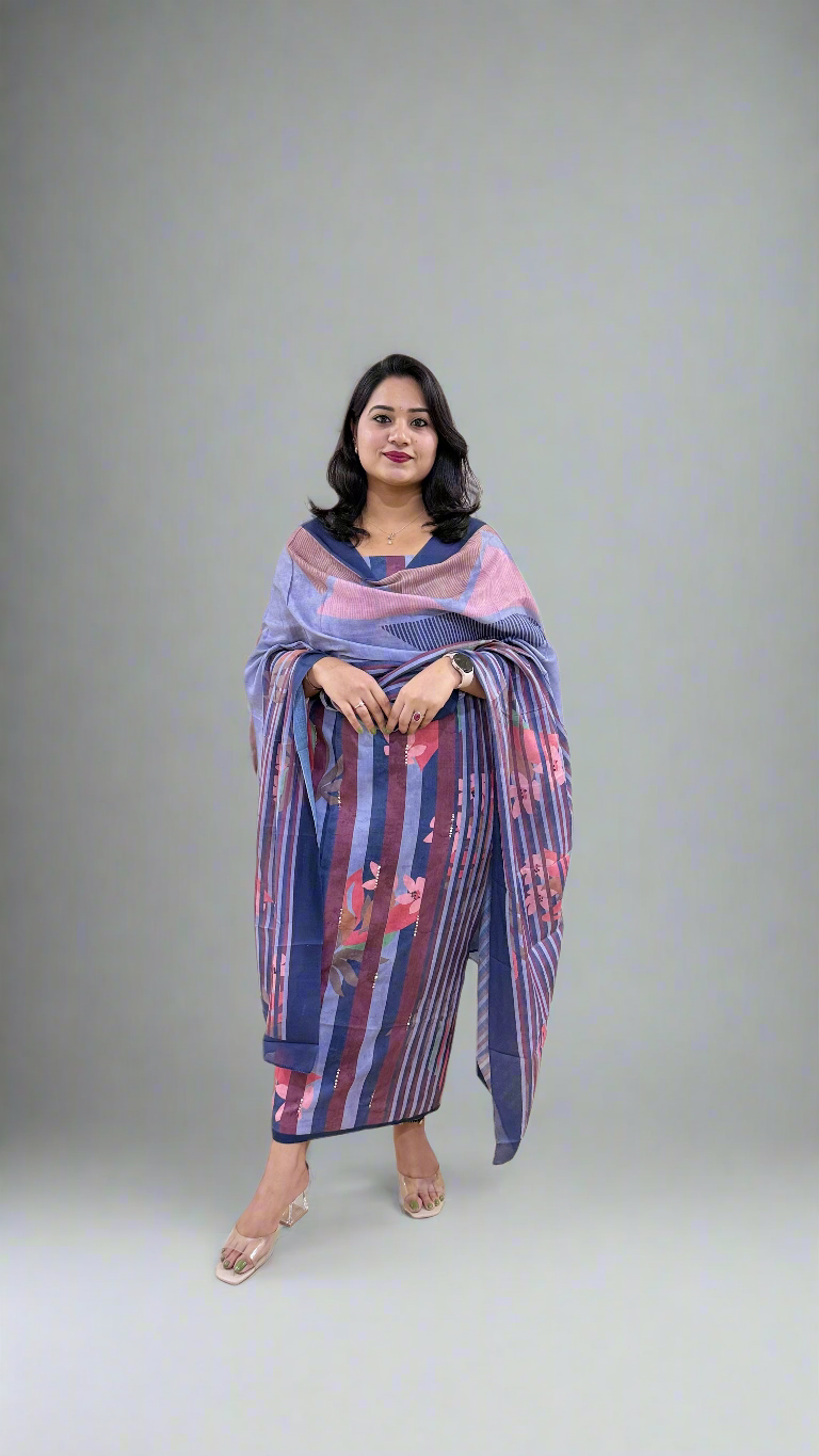 Women’s Pashmina Twill Suit Set with Digital Print and Handwork – Winter Wear with Dupatta