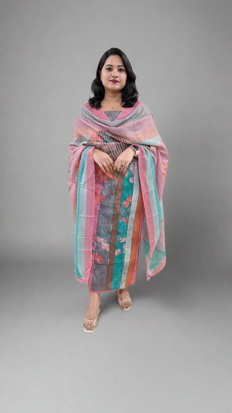 Women’s Pashmina Twill Suit Set with Digital Print and Handwork – Winter Wear with Dupatta
