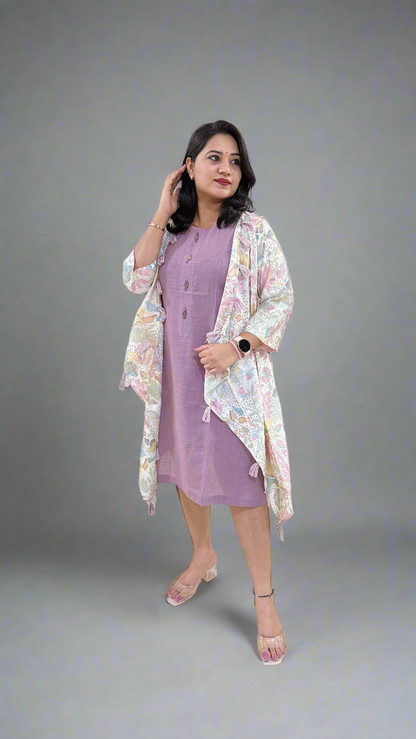 Cotton Inner with Muslin Silk Shrug – Women’s Premium 2-Piece Outfit (Sizes 38, 40, 42)